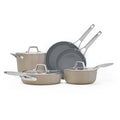 8-Piece Ceramic Nonstick Cookware Set, Mushroom (Includes Lids)