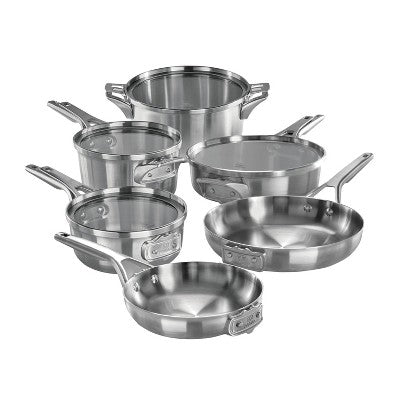 10-Piece 5-Ply Clad Stainless Steel Cookware Set (Induction Safe)