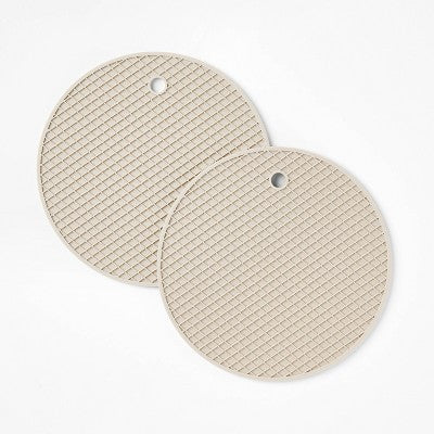 2-Pack Silicone Trivets, Light Gray