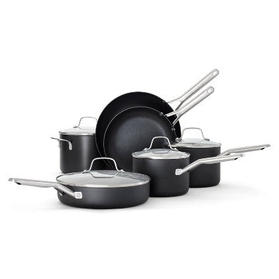 10-Piece Hard-Anodized Nonstick Cookware Set (Dishwasher-Safe)