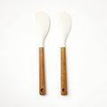2-Piece Mini Spatula Set (Acacia Wood + Silicone), Cream