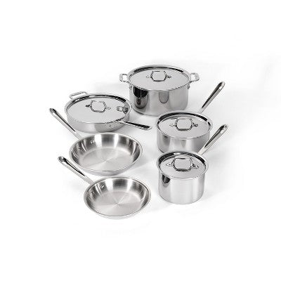 10-Piece Stackable Stainless Steel Cookware Set (Space-Saving, Induction Safe)
