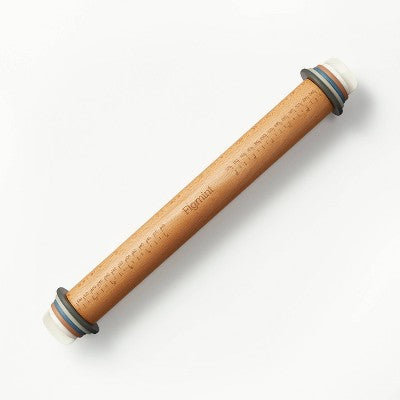 Adjustable Wooden Rolling Pin, Light Brown (17.28\")