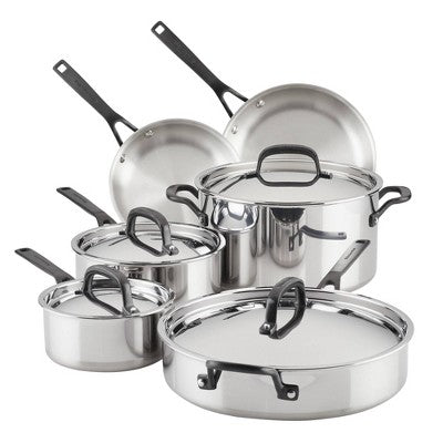 10-Piece 5-Ply Clad Stainless Steel Cookware Set (Induction Safe)