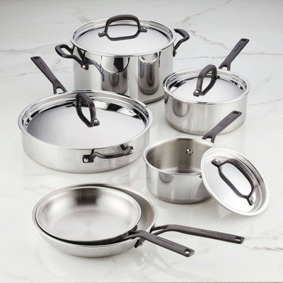 10-Piece 5-Ply Clad Stainless Steel Cookware Set (Induction Safe)