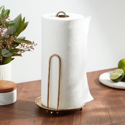 Metal Wire Paper Towel Holder, Gold (Freestanding)