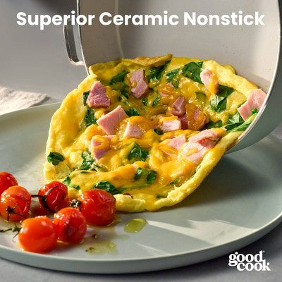 7-Piece Ceramic Nonstick Set (8\", 9.5\", 12\") with 2 Removable Handles, Sage Green