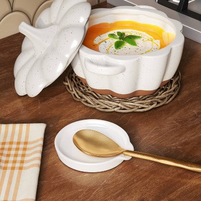 Stoneware Spoon Rest, White (5.25\" x 5\")