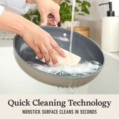 8-Piece Ceramic Nonstick Cookware Set, Mushroom (Includes Lids)