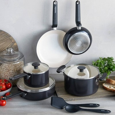 10-Piece Ceramic Nonstick Cookware Set, Black