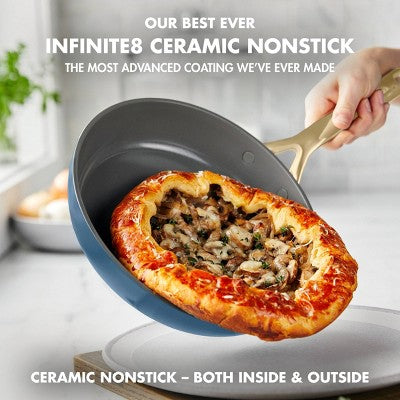 14-Piece Hard-Anodized Ceramic Nonstick Cookware Set, Marine Blue (Induction Compatible)