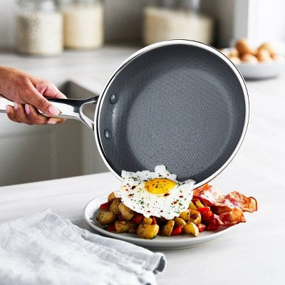 10-Piece Hybrid Stainless Steel + Ceramic Nonstick Cookware Set