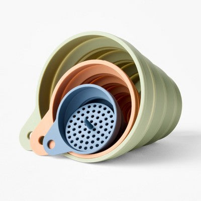 4-Piece Collapsible Silicone Funnel Set (Multicolor), Dishwasher-Safe