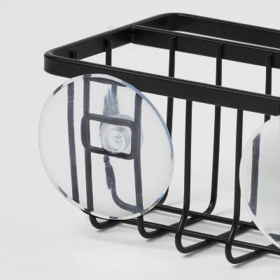 Small Steel Suction Sink Caddy with Rag Holder, Matte Black