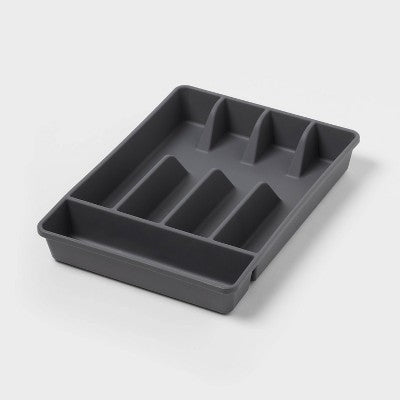 5-Compartment Plastic Drawer Organizer, Gray