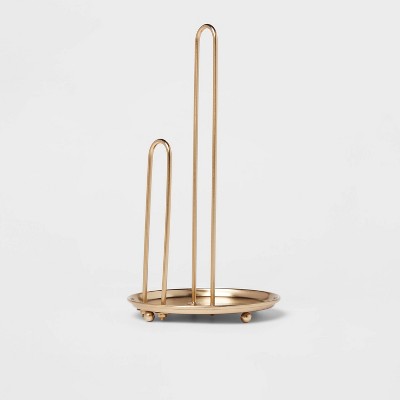 Metal Wire Paper Towel Holder, Gold (Freestanding)